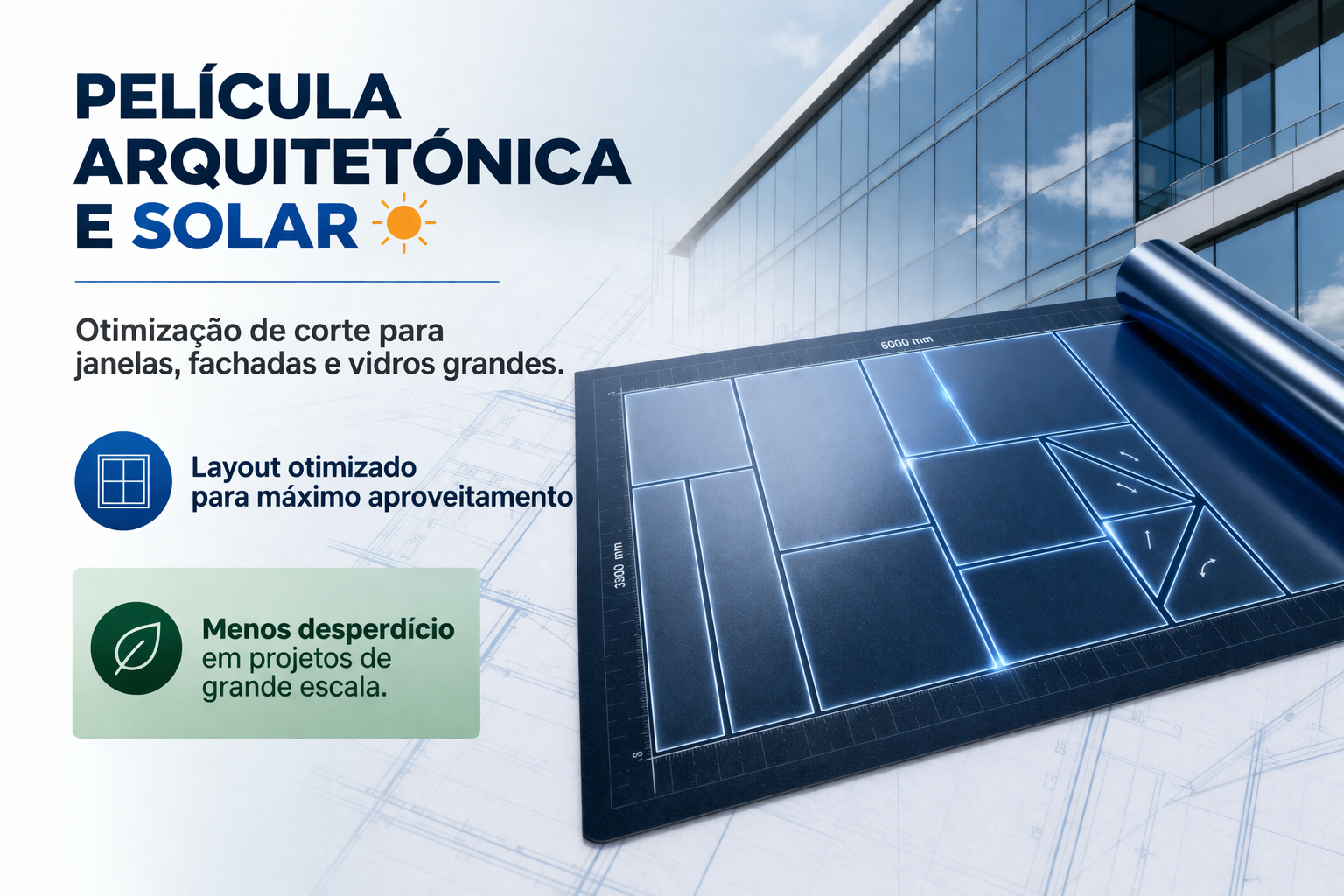 Instalação de película solar em edifício comercial