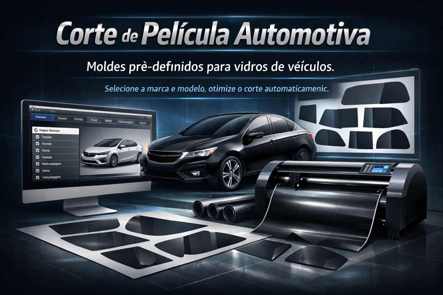 Instalação de película automotiva num veículo